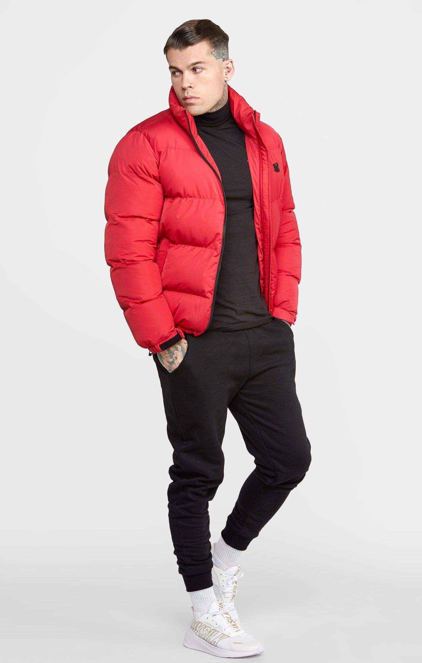 Red Embossed Logo Puffer Jacket sold by Siksilk product image thumbnail 4