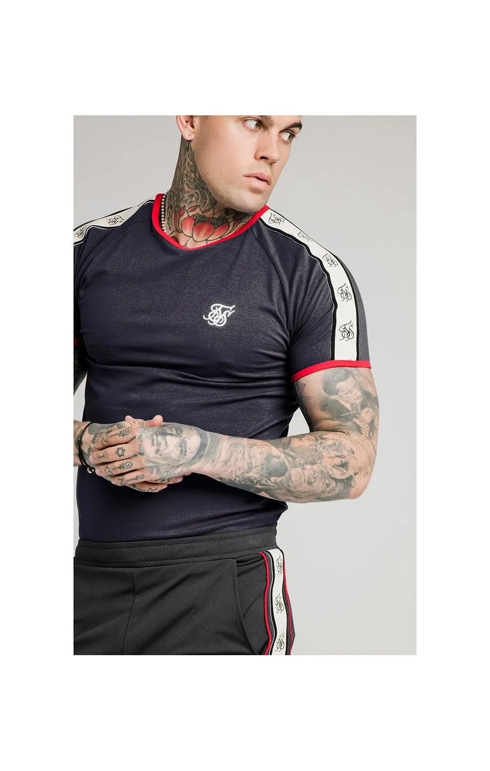 SikSilk S/S Premium Ringer Gym Tee - Navy sold by Siksilk product image thumbnail 2
