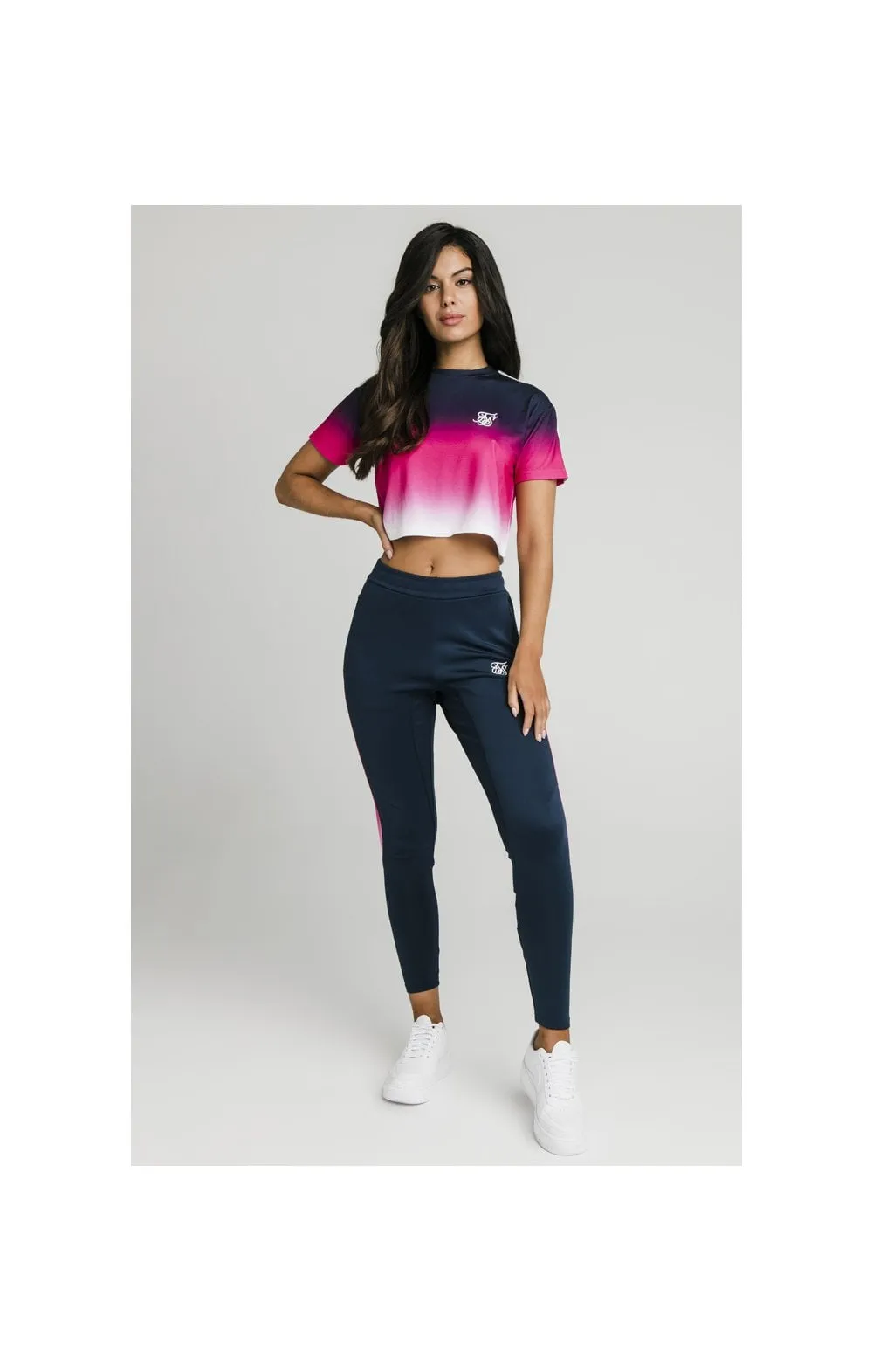 SikSilk Fade Tape Crop Tee - Navy,Pink & White sold by Siksilk product image thumbnail 4