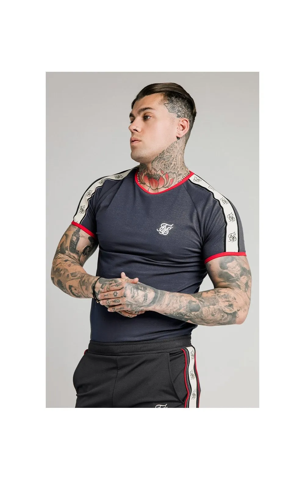 SikSilk S/S Premium Ringer Gym Tee - Navy sold by Siksilk