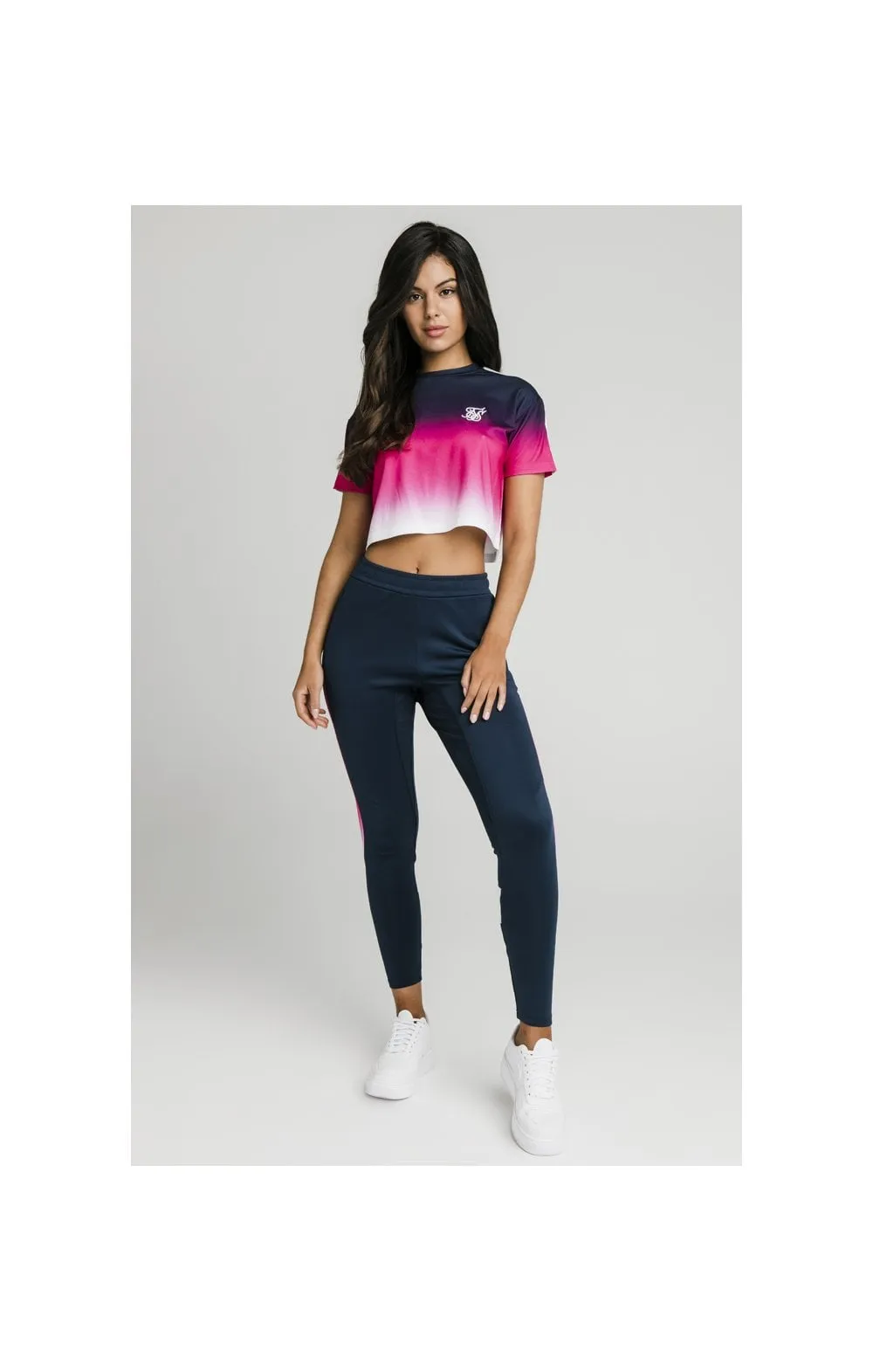 SikSilk Fade Tape Crop Tee - Navy,Pink & White sold by Siksilk product image thumbnail 3