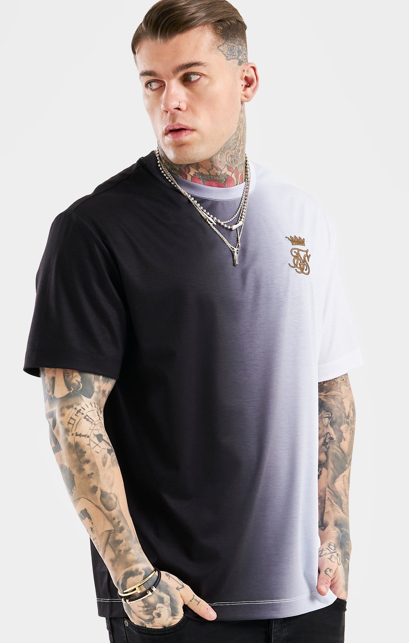 Messi x SikSilk Oversized Fade Tee - Black & White sold by Siksilk