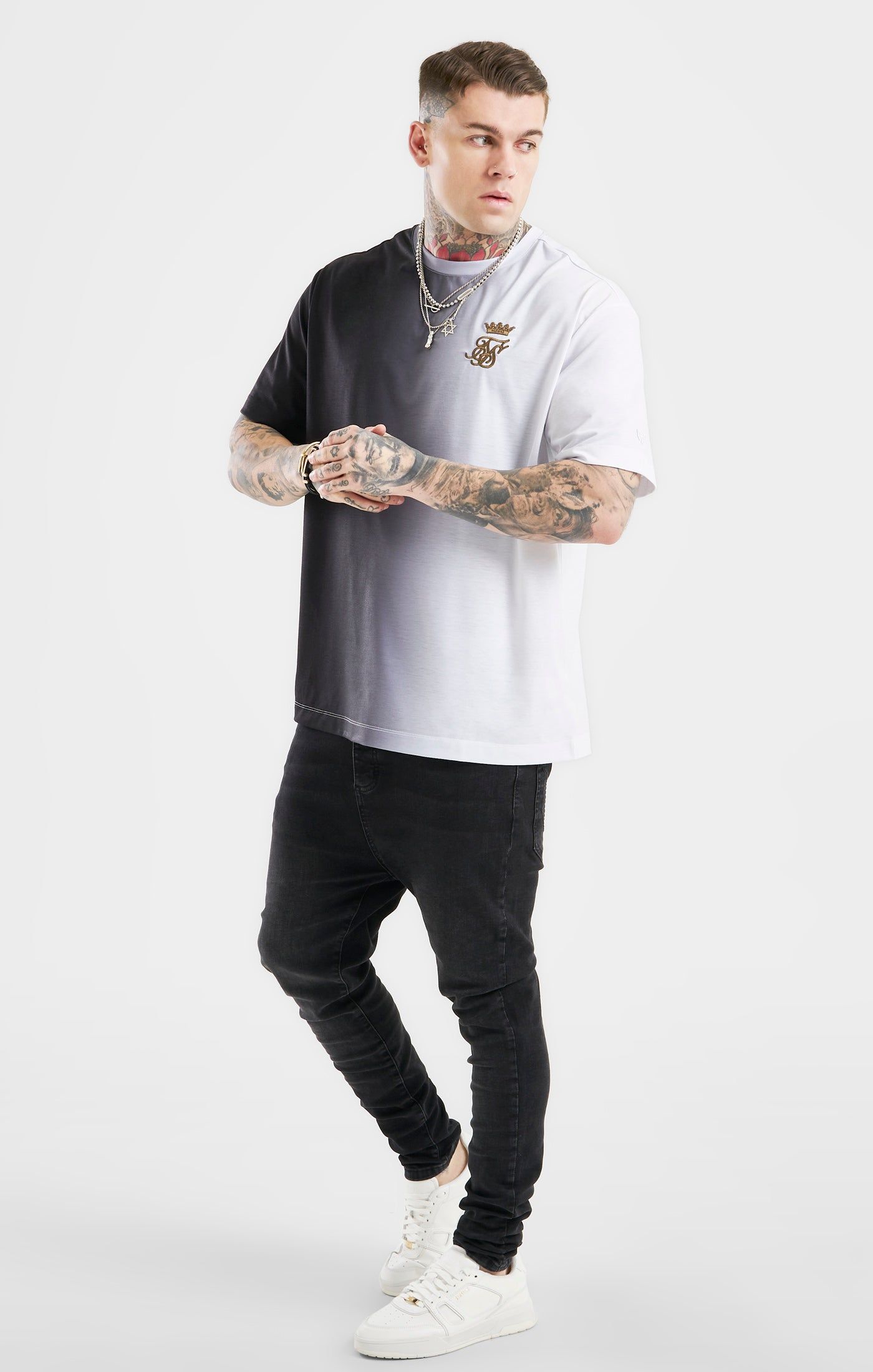 Messi x SikSilk Oversized Fade Tee - Black & White sold by Siksilk product image thumbnail 4