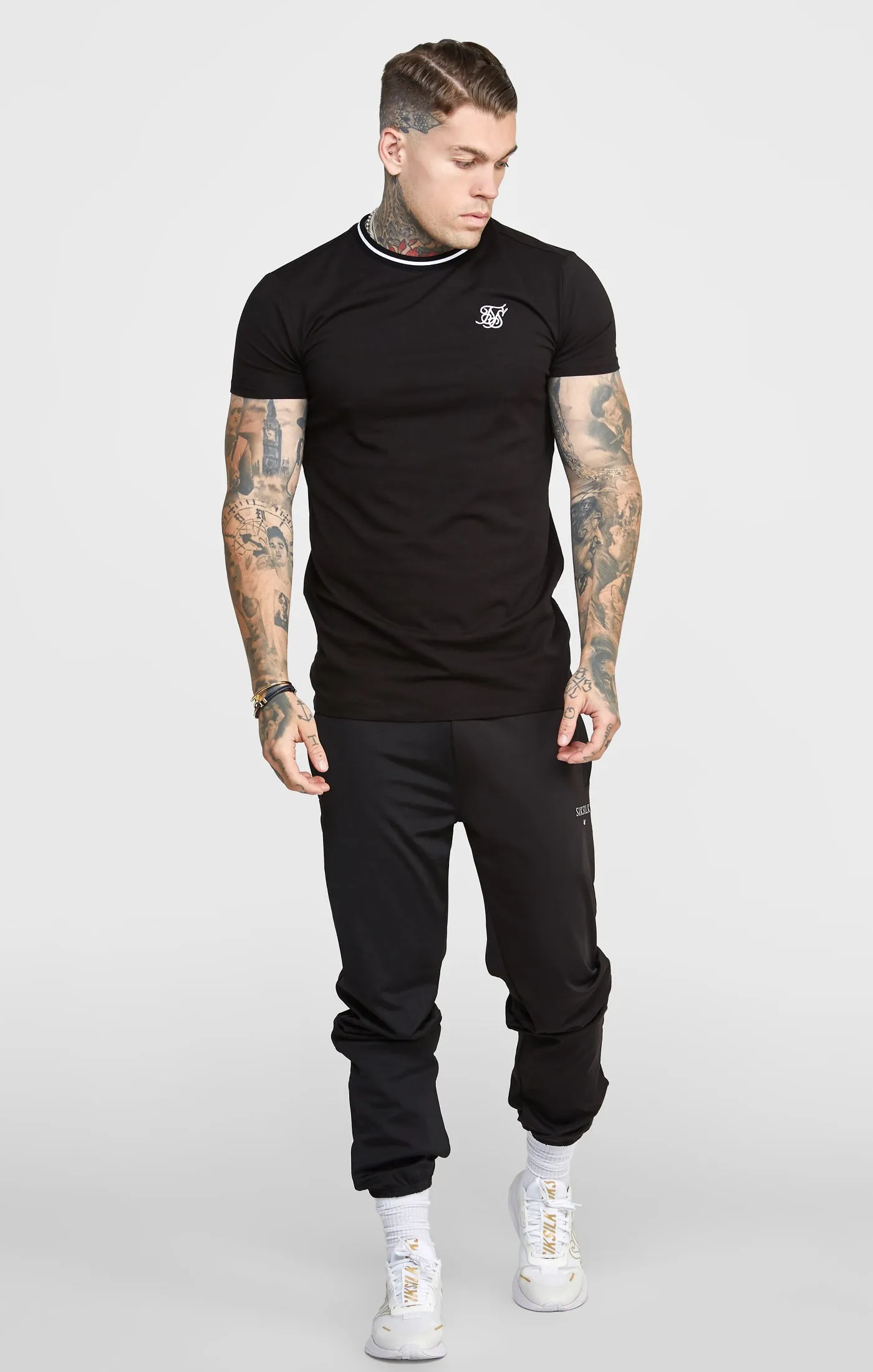 Black Gym Fit T-Shirt W Yarn Dyed Rib sold by Siksilk product image thumbnail 3