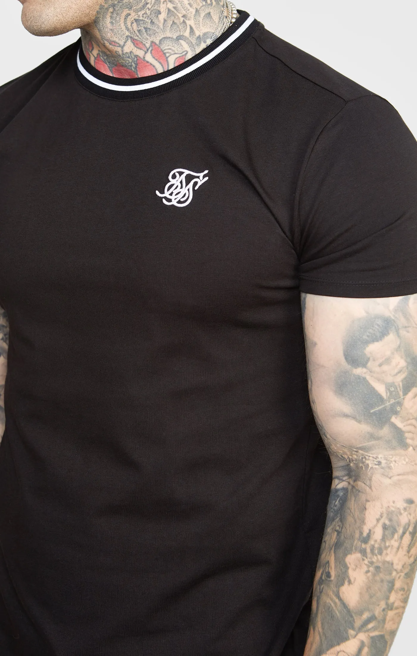 Black Gym Fit T-Shirt W Yarn Dyed Rib sold by Siksilk product image thumbnail 2