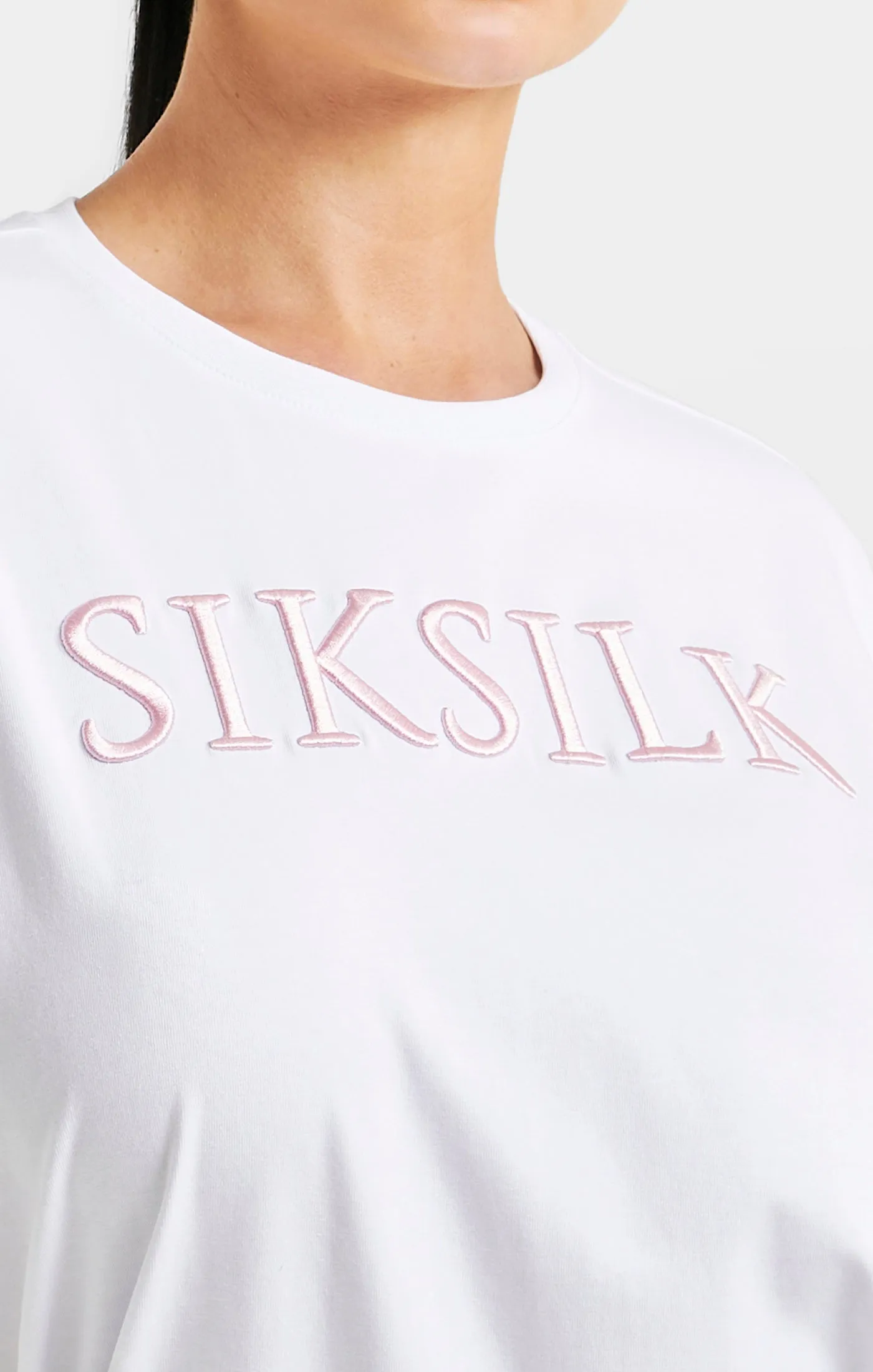 White Embroidered Boyfriend T-Shirt sold by Siksilk product image thumbnail 2