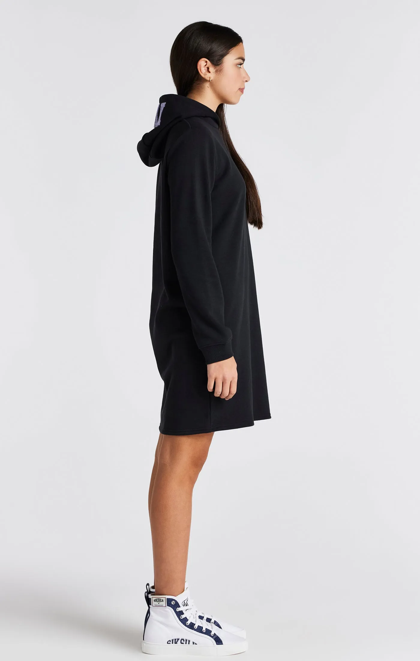 Girls Black Varsity Logo Hoodie Dress sold by Siksilk product image thumbnail 4