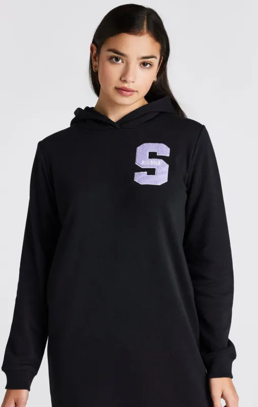 Girls Black Varsity Logo Hoodie Dress sold by Siksilk