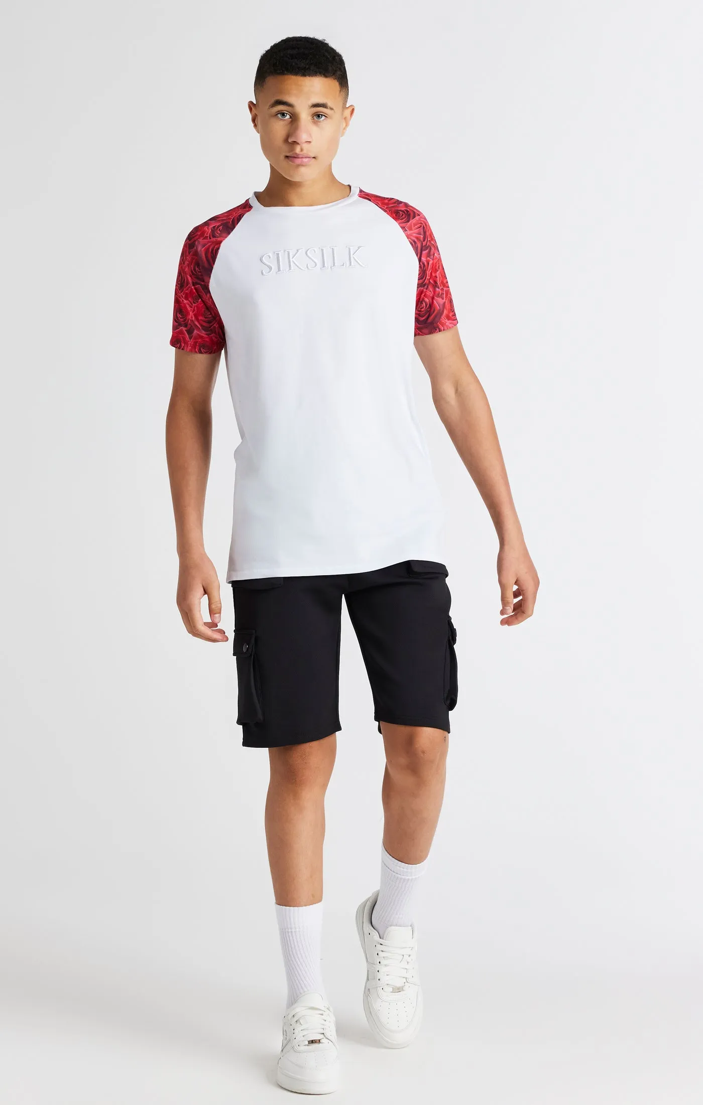 Boys White Raglan Rose T-Shirt sold by Siksilk product image thumbnail 3