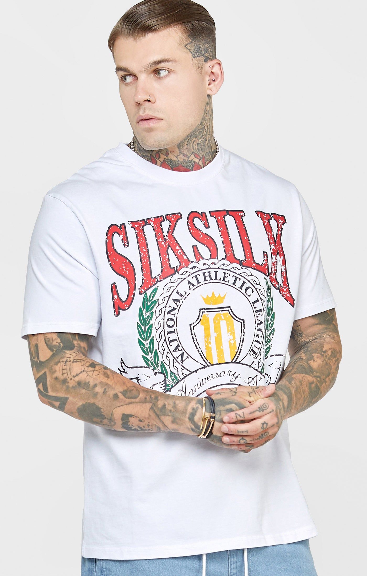 White Varsity Oversized T-Shirt sold by Siksilk