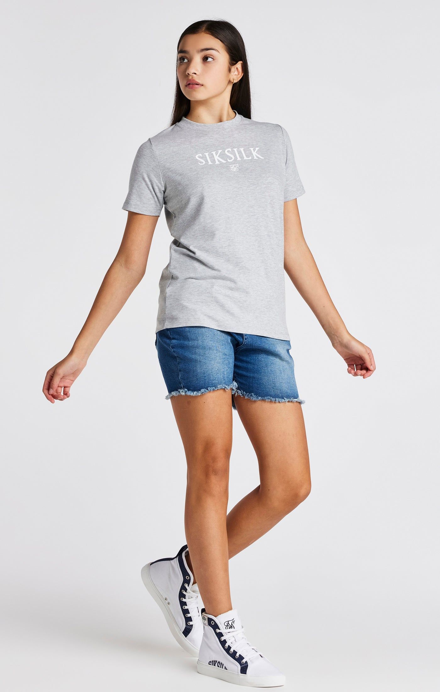 Girls Grey Marl Branded T-Shirt sold by Siksilk product image thumbnail 4