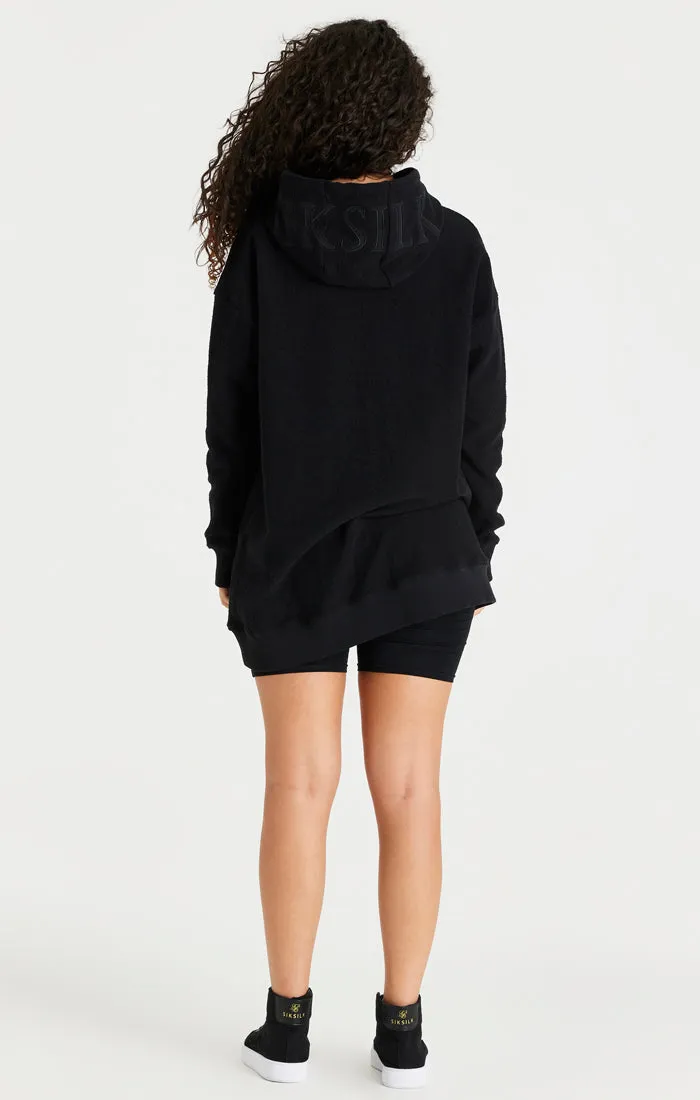 Black Reverse Fleece Hoodie Dress sold by Siksilk product image thumbnail 4