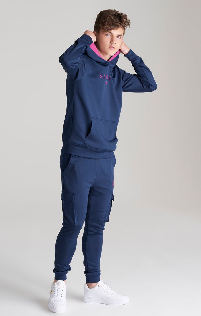 Boys Navy Taped Overhead Hoodie sold by Siksilk product image thumbnail 5