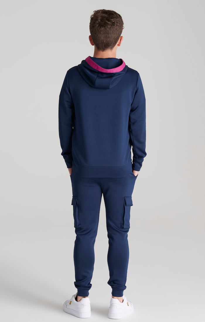 Boys Navy Taped Overhead Hoodie sold by Siksilk product image thumbnail 6