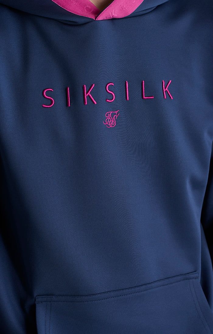 Boys Navy Taped Overhead Hoodie sold by Siksilk product image thumbnail 3