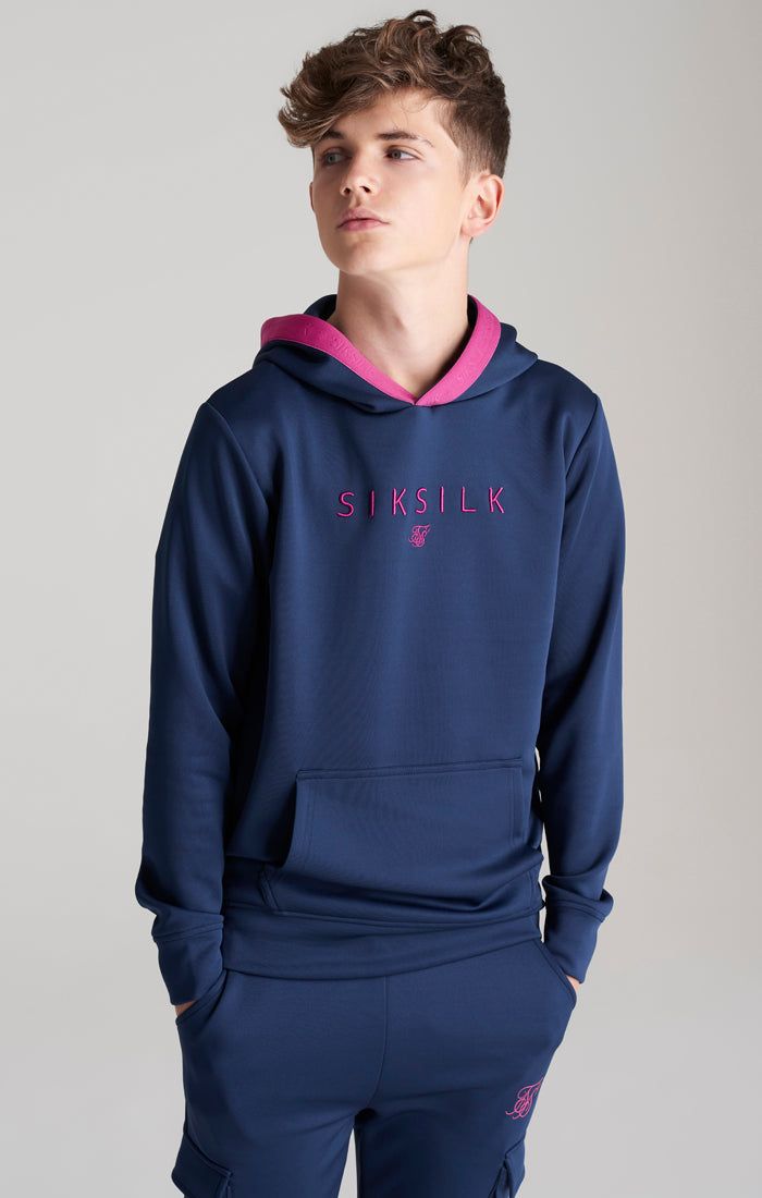 Boys Navy Taped Overhead Hoodie sold by Siksilk