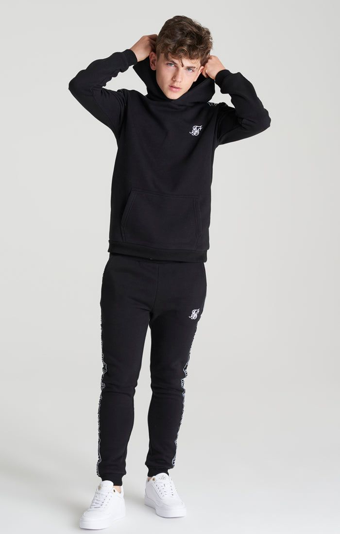 Boys Black Fleece Taped Tracksuit sold by Siksilk