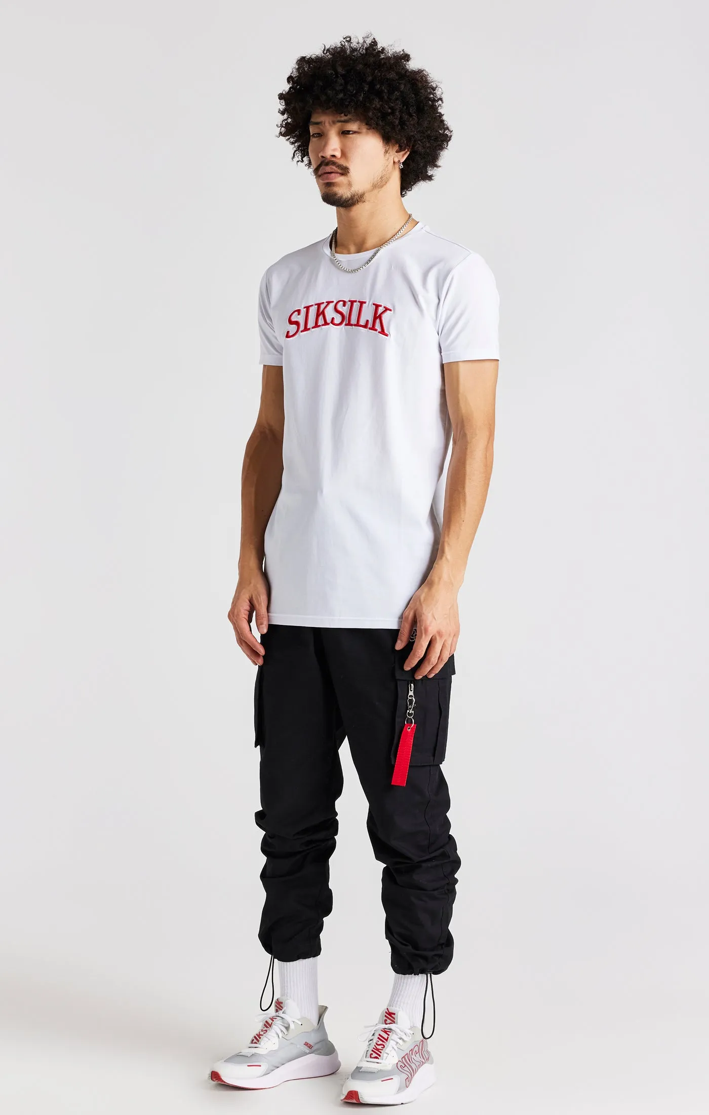 White Logo Short Sleeve Muscle Fit T-Shirt sold by Siksilk product image thumbnail 5