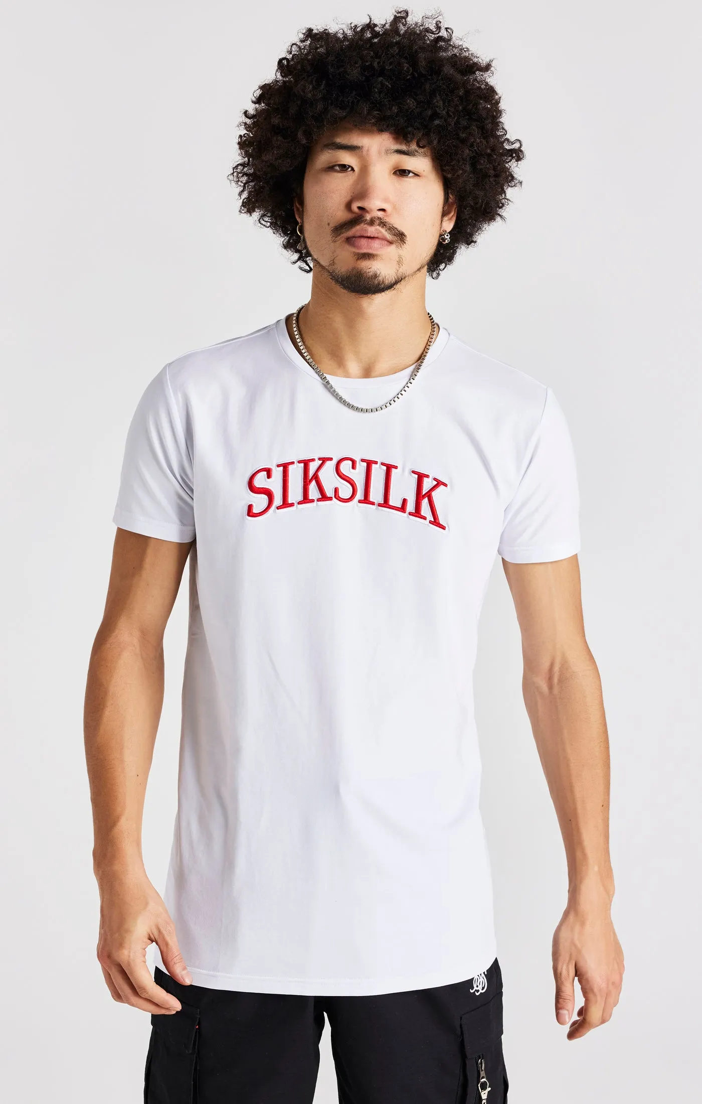 White Logo Short Sleeve Muscle Fit T-Shirt sold by Siksilk product image thumbnail 2