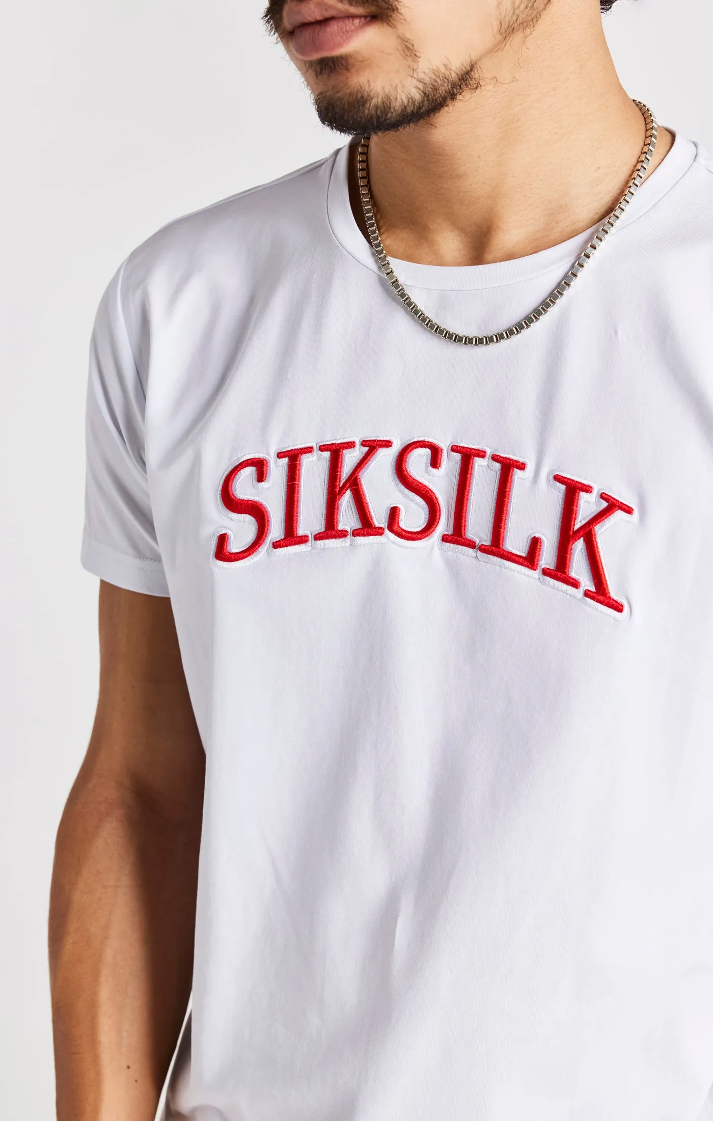 White Logo Short Sleeve Muscle Fit T-Shirt sold by Siksilk product image thumbnail 3