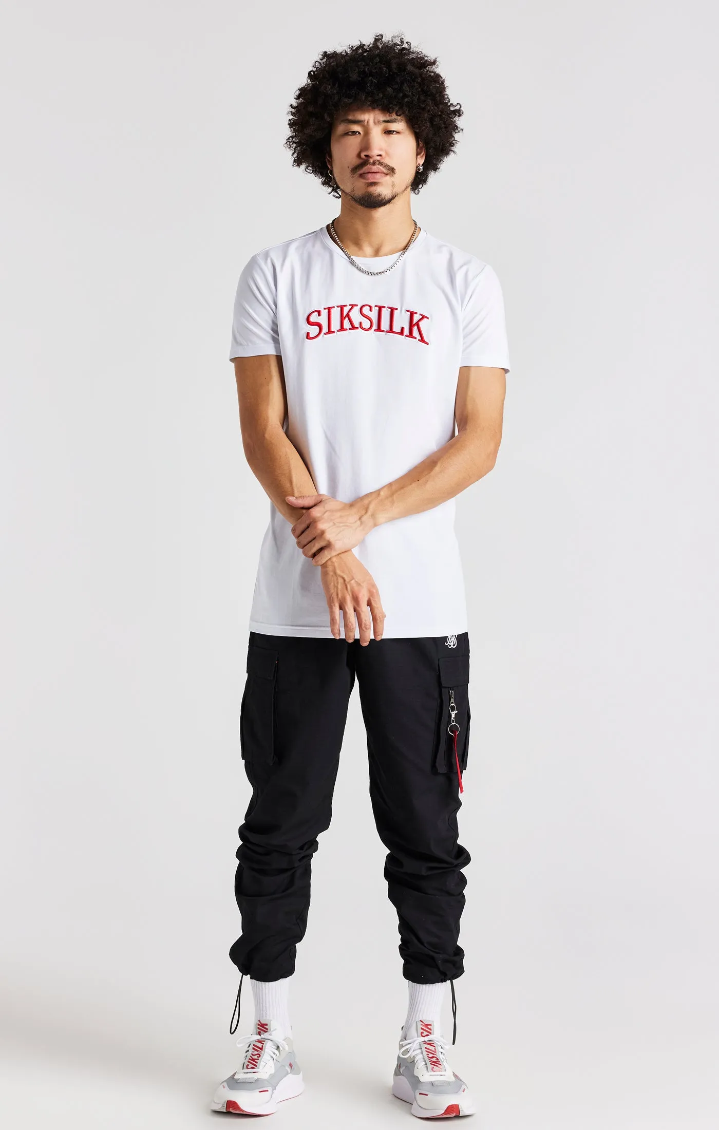 White Logo Short Sleeve Muscle Fit T-Shirt sold by Siksilk product image thumbnail 4