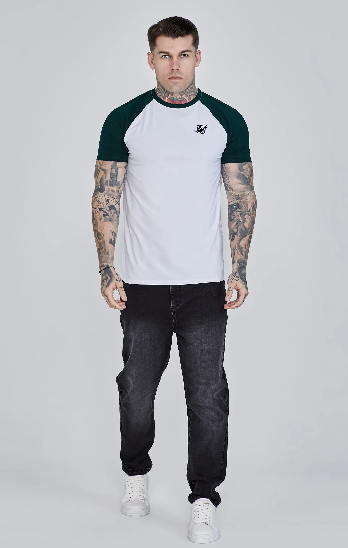 White Green Raglan T-Shirt sold by Siksilk product image thumbnail 2