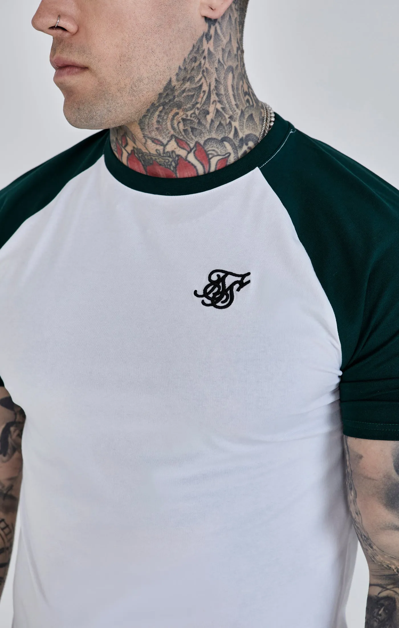 White Green Raglan T-Shirt sold by Siksilk product image thumbnail 3