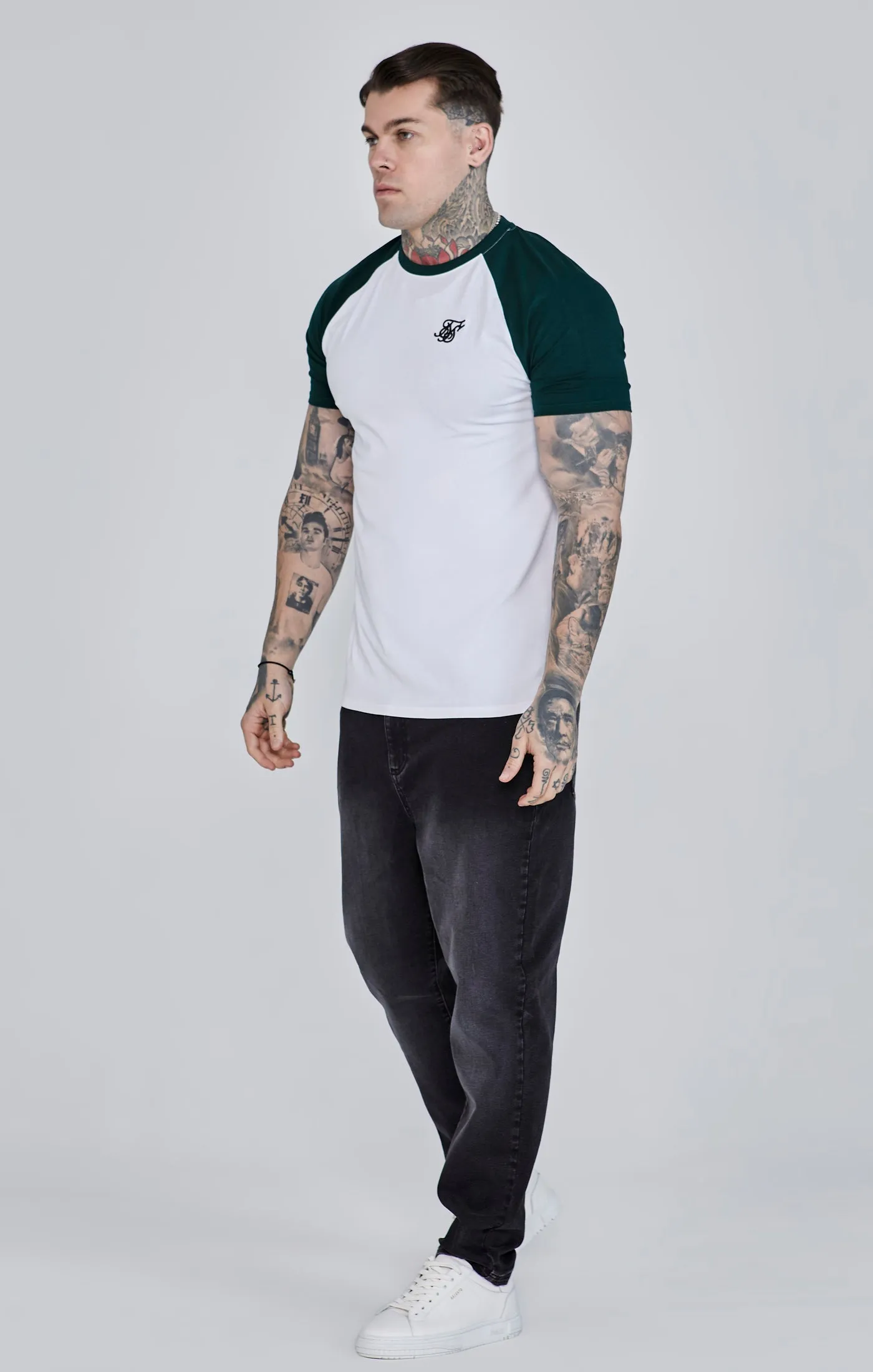 White Green Raglan T-Shirt sold by Siksilk product image thumbnail 4