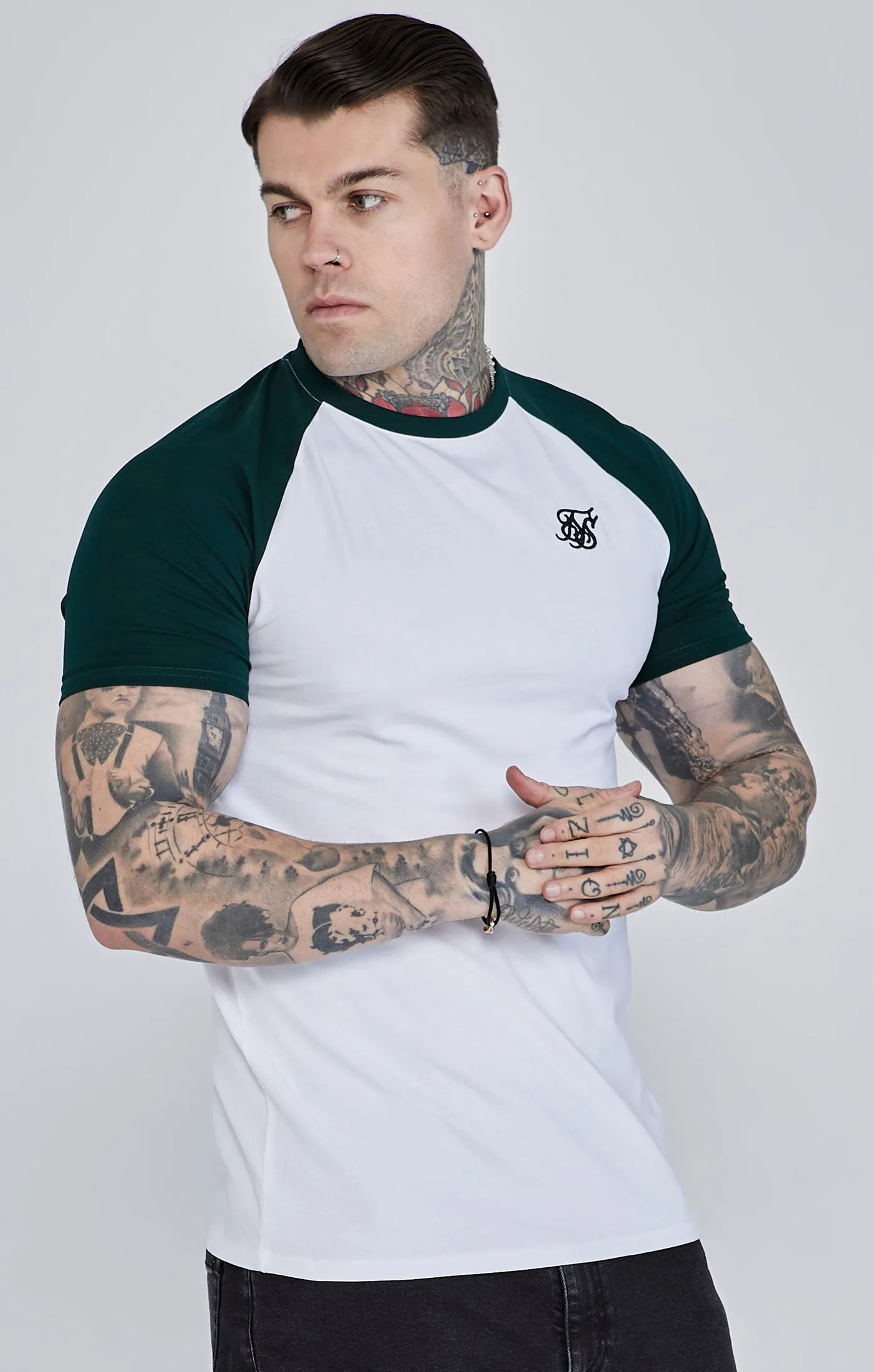 White Green Raglan T-Shirt sold by Siksilk