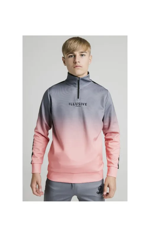 Illusive London 1/4 Zip Fade Hoodie - Grey & Peach sold by Siksilk