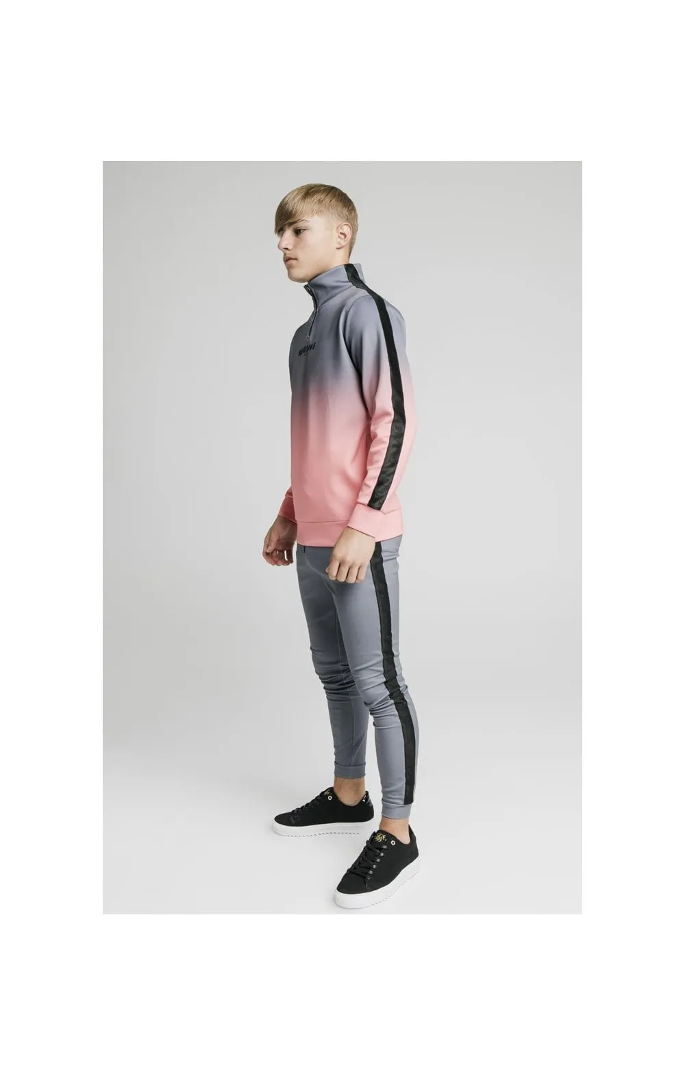 Illusive London 1/4 Zip Fade Hoodie - Grey & Peach sold by Siksilk product image thumbnail 3