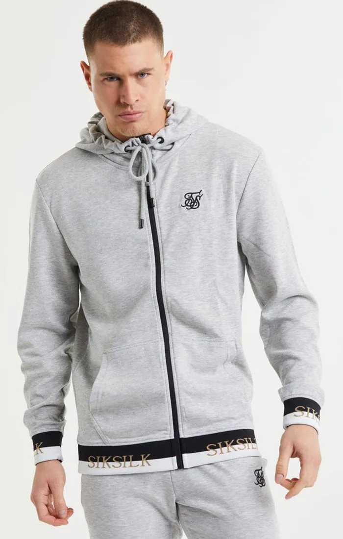 Grey Marl Zip-Thru Funnel Hoodie sold by Siksilk