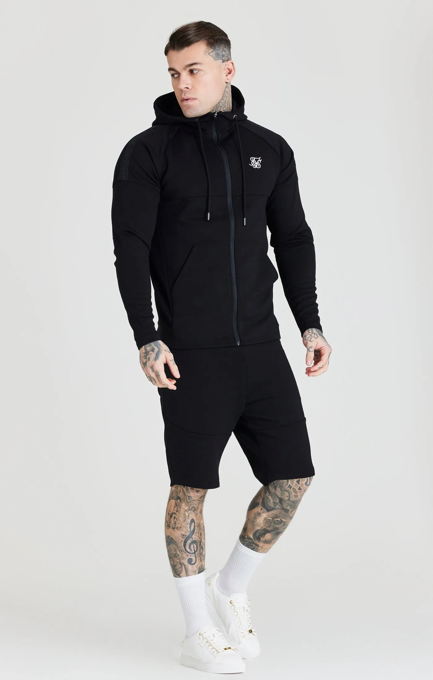 Black Zip Through Hoodie And Short Twin Set sold by Siksilk product image thumbnail 2