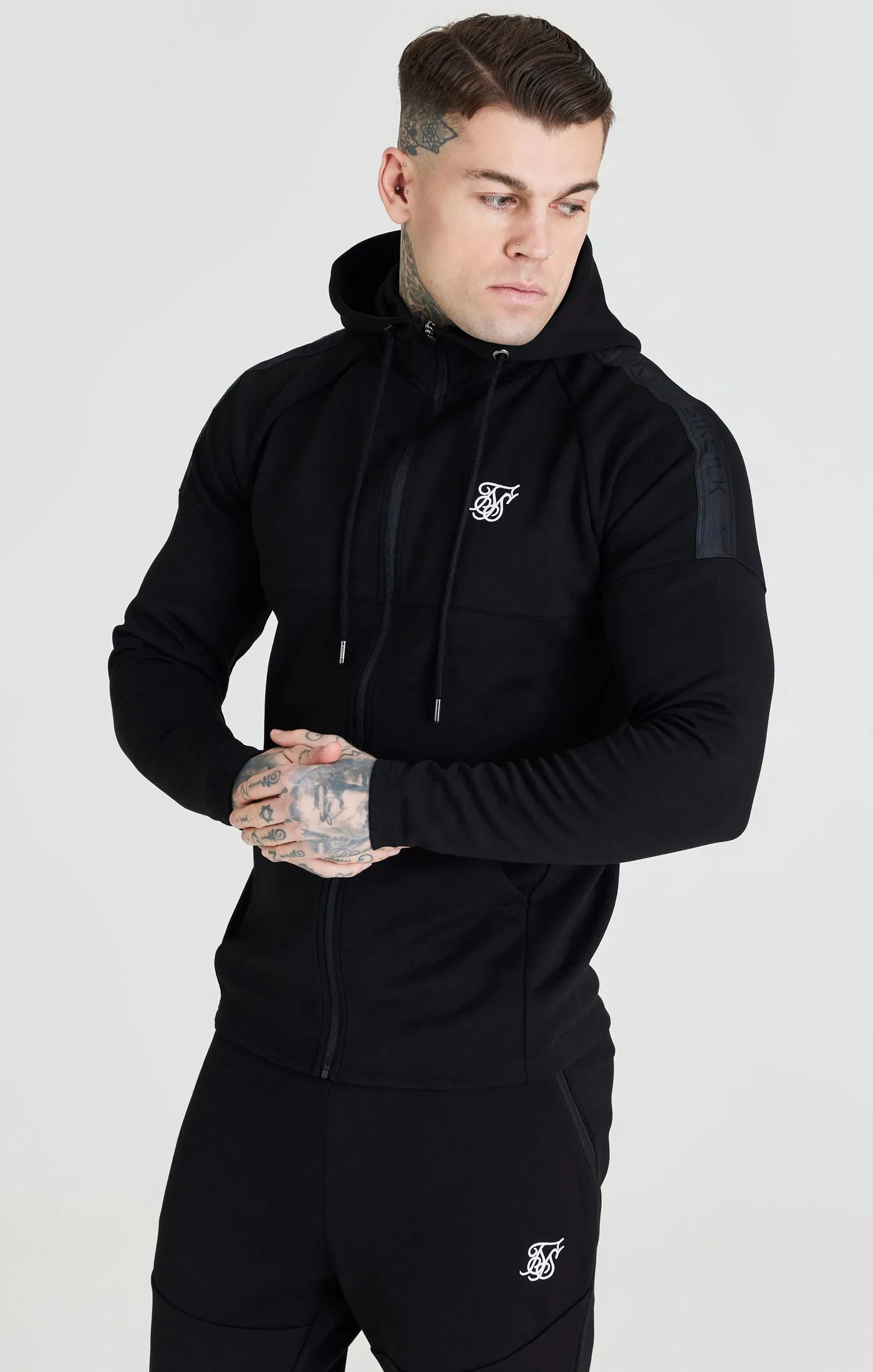 Black Zip Through Hoodie And Short Twin Set sold by Siksilk product image thumbnail 4