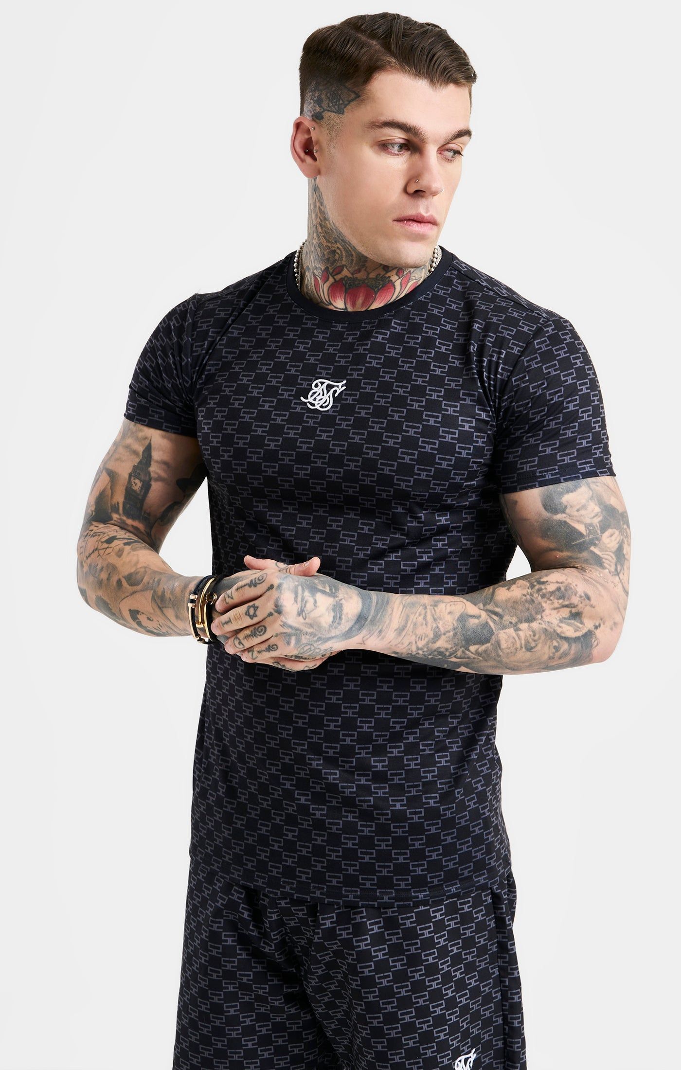 SikSilk Monogram Tee - Black sold by Siksilk