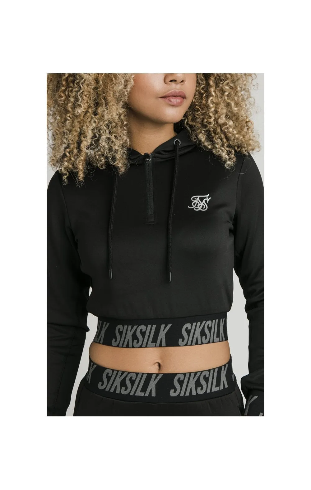 SikSilk Cropped Gym Track Top - Black sold by Siksilk