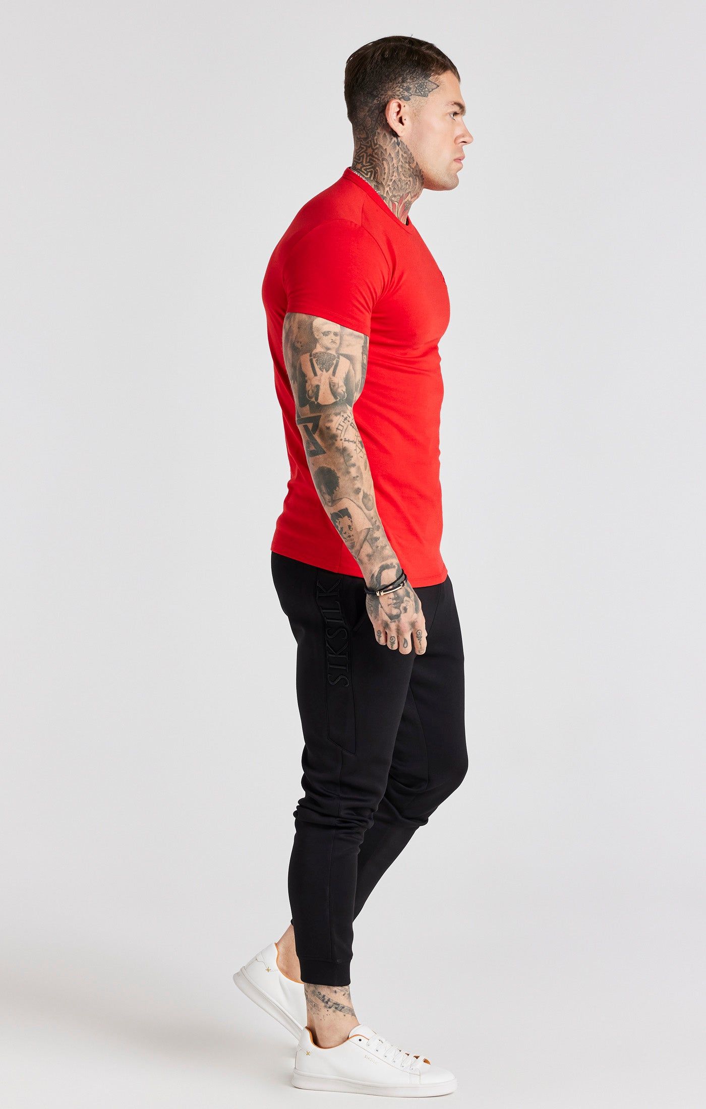 Red Short Sleeve Muscle Fit T-Shirt sold by Siksilk product image thumbnail 4