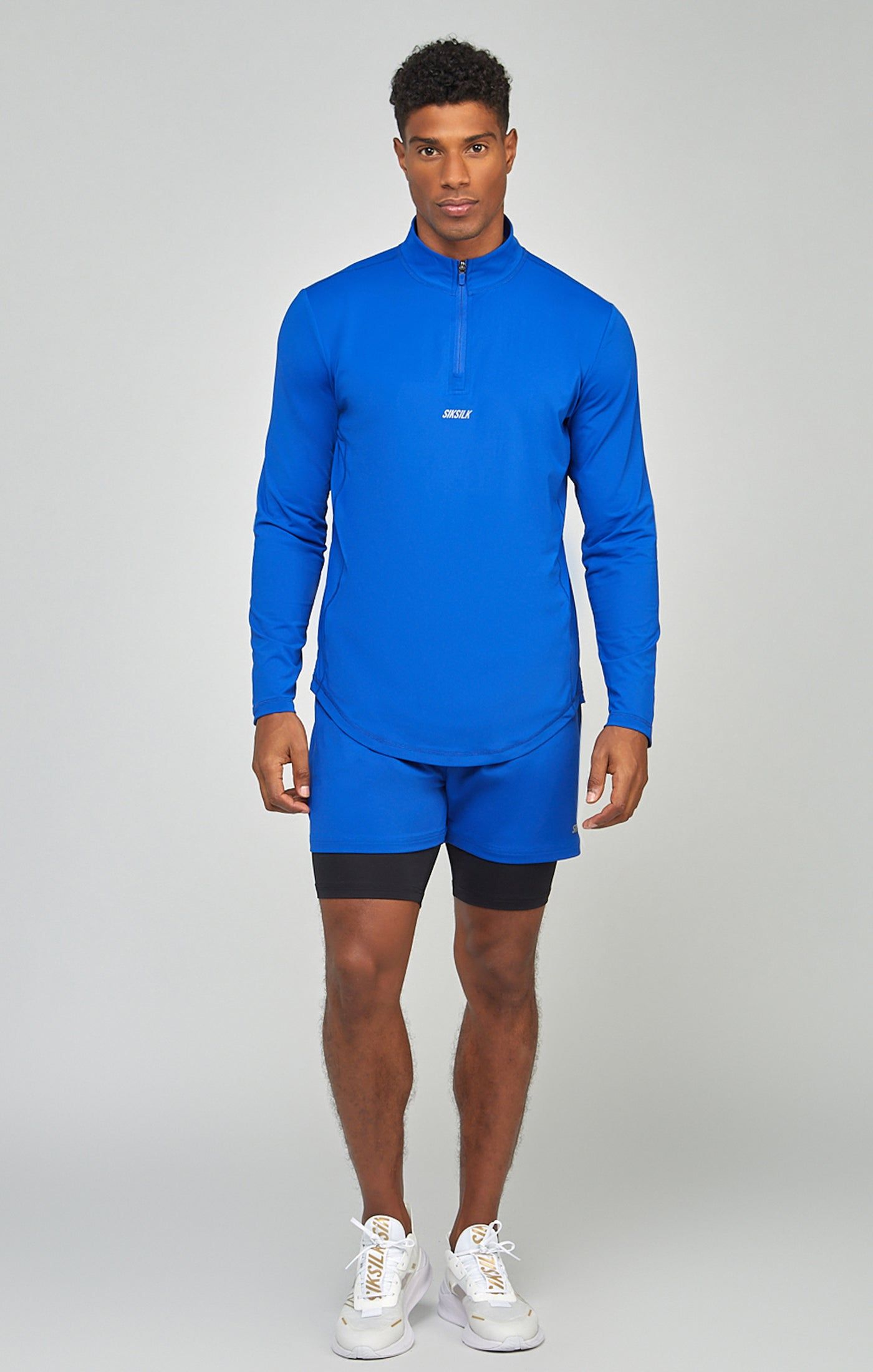 Blue Sports Muscle Fit Quarter Zip Long Sleeve Top sold by Siksilk product image thumbnail 2