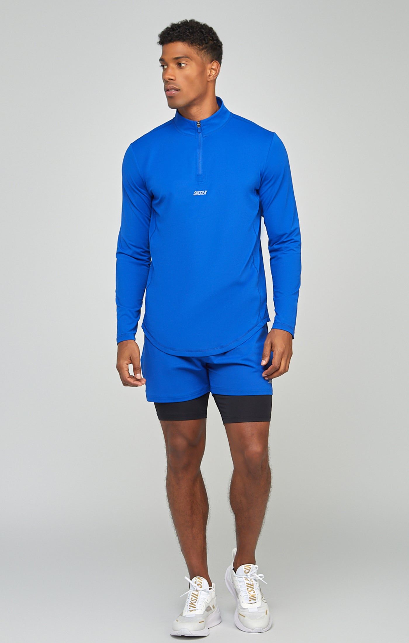 Blue Sports Muscle Fit Quarter Zip Long Sleeve Top sold by Siksilk product image thumbnail 4