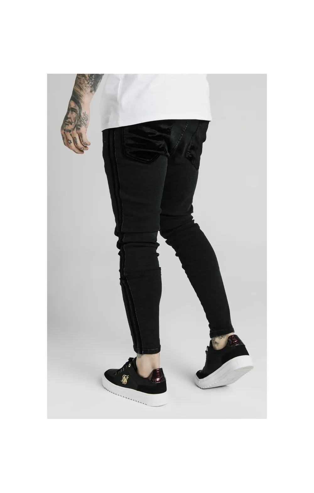 SikSilk Skinny Velour Stripe Jeans – Black sold by Siksilk product image thumbnail 4