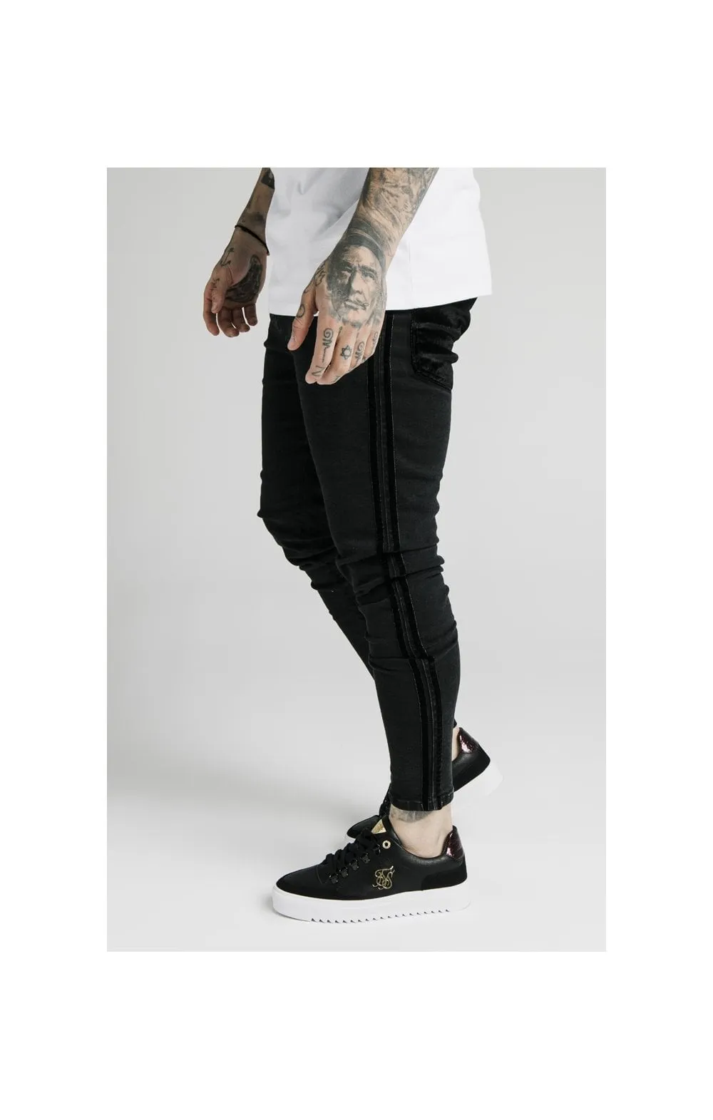 SikSilk Skinny Velour Stripe Jeans – Black sold by Siksilk product image thumbnail 2