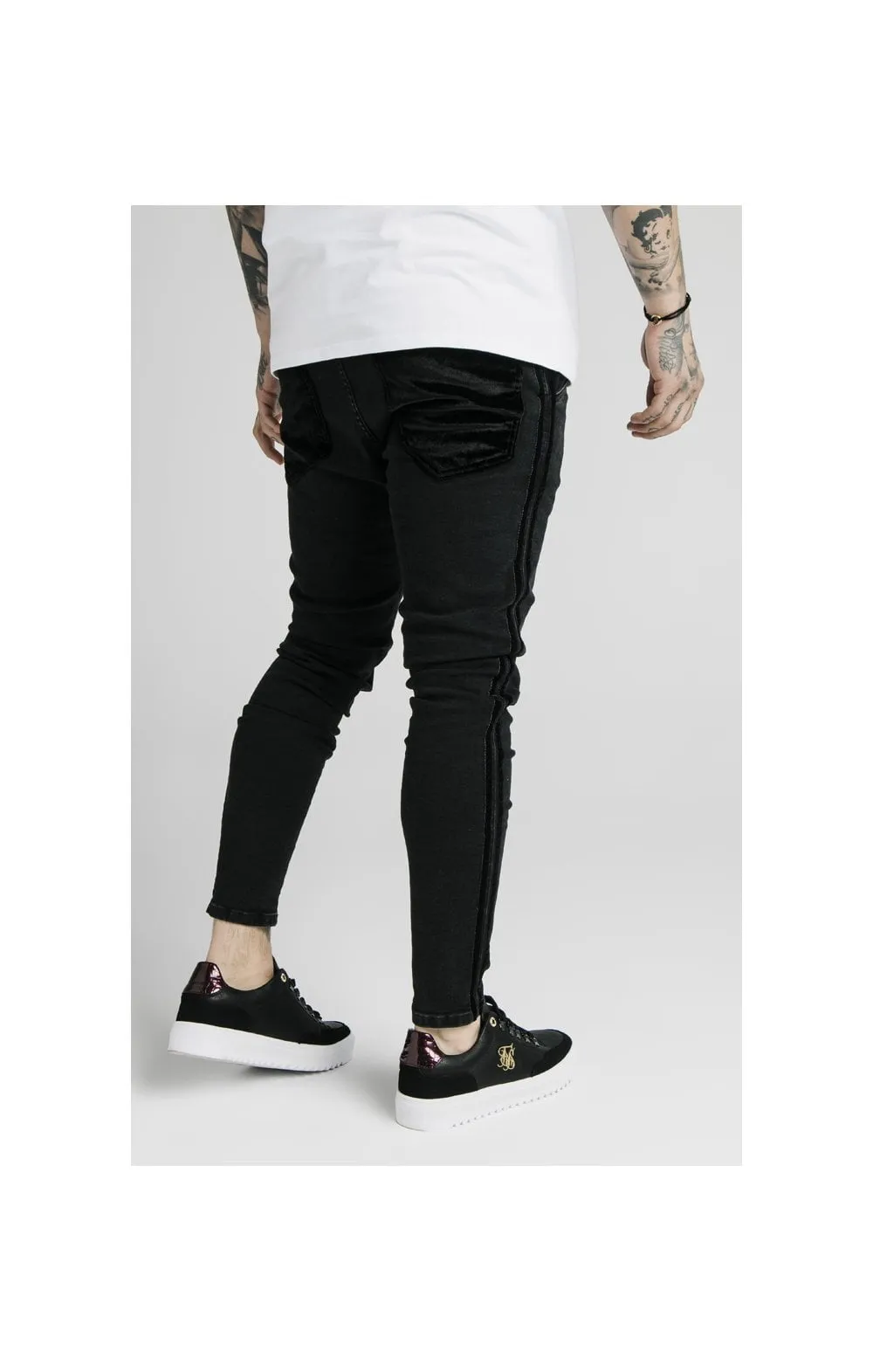 SikSilk Skinny Velour Stripe Jeans – Black sold by Siksilk product image thumbnail 3