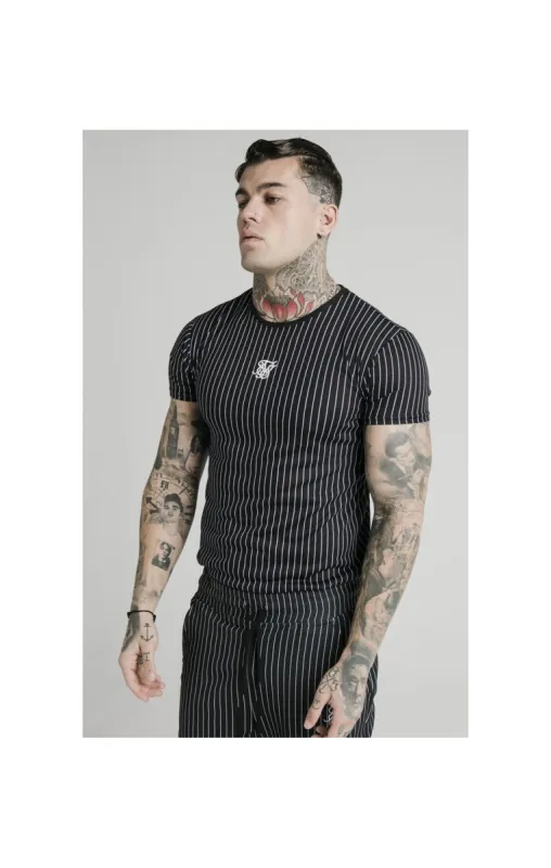 SikSilk Pinstripe Tee - Black & White sold by Siksilk
