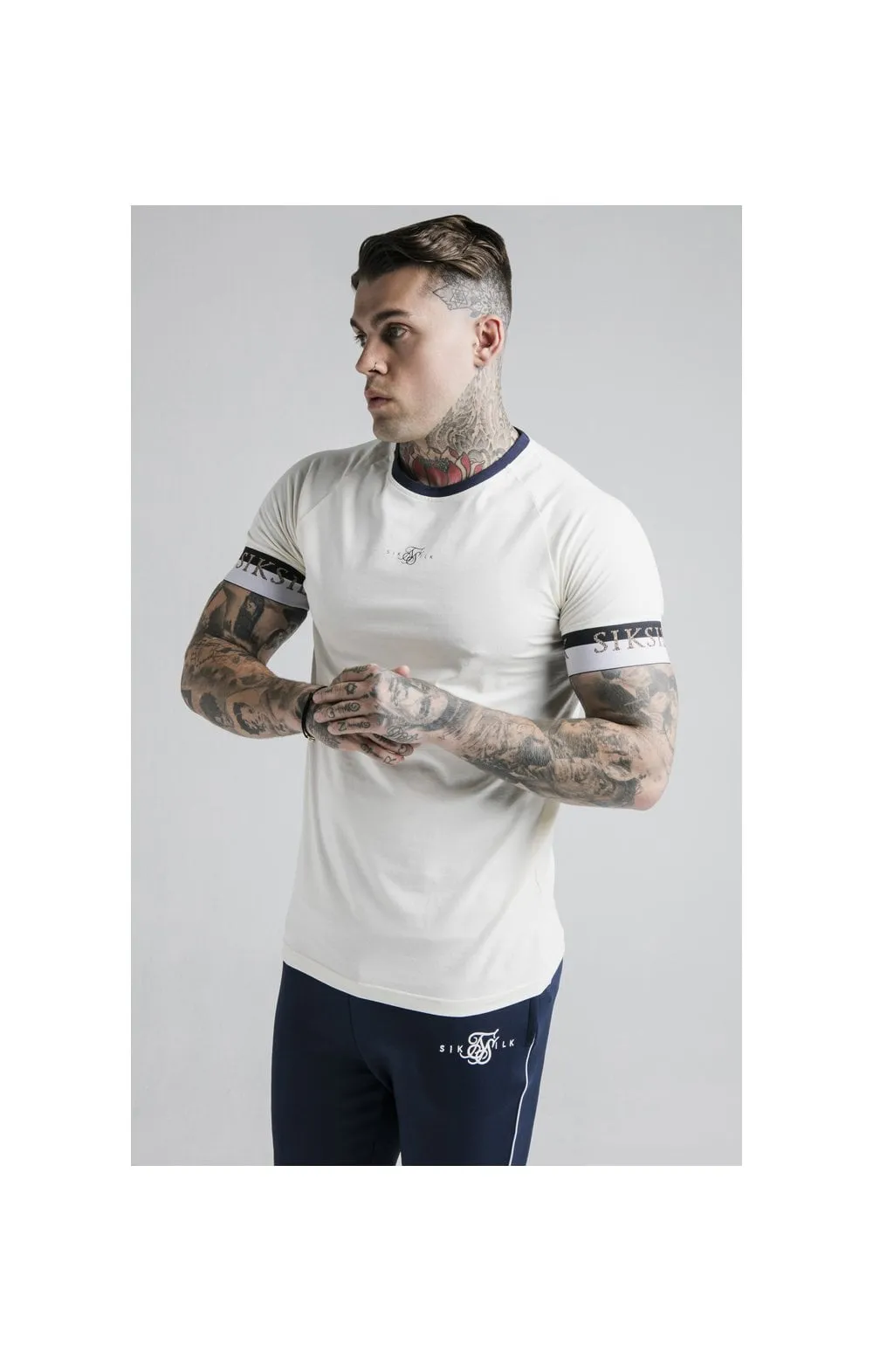 SikSilk Deluxe Ringer Tech Tee - Off White sold by Siksilk