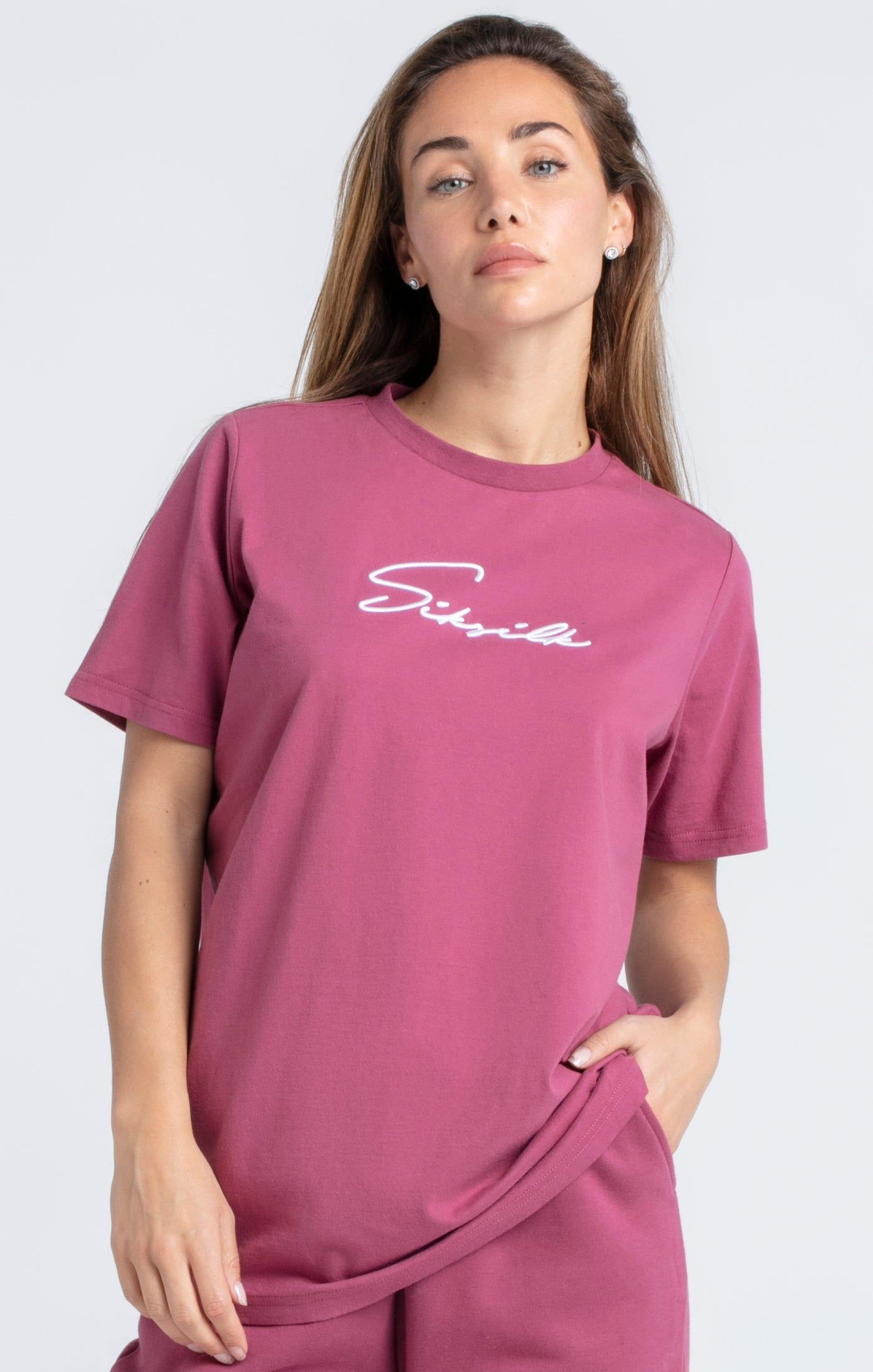Pink Signature Boyfriend T-Shirt sold by Siksilk