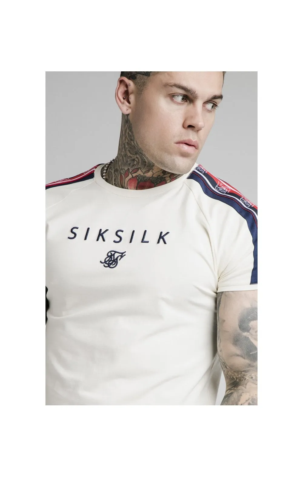 SikSilk S/S Raglan Retro Tape Gym Tee - Off White sold by Siksilk product image thumbnail 2