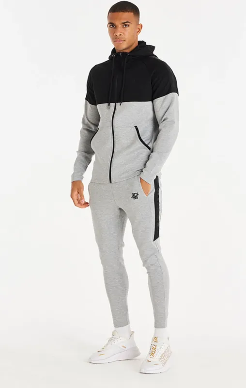 Black Motion Tape Zip Through Hoodie And Jogger Set sold by Siksilk