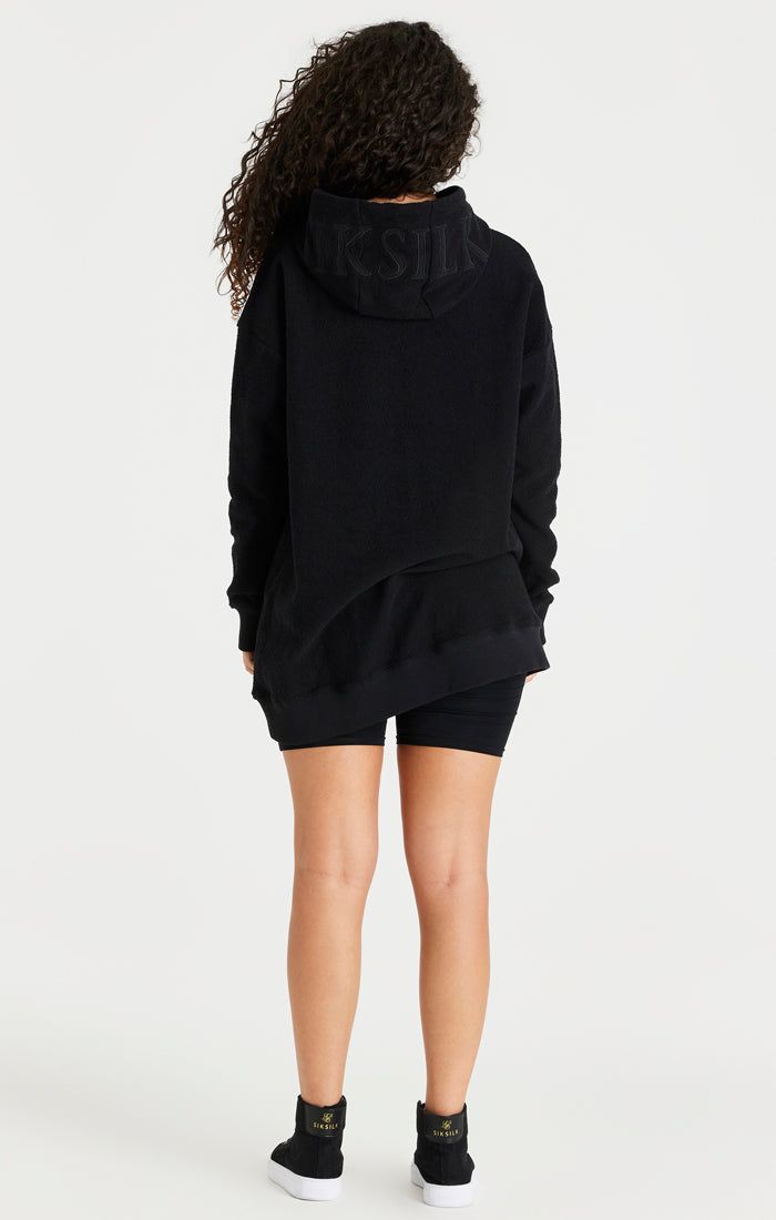 Black Reverse Fleece Hoodie Dress sold by Siksilk product image thumbnail 4