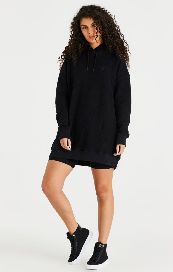 Black Reverse Fleece Hoodie Dress sold by Siksilk product image thumbnail 3