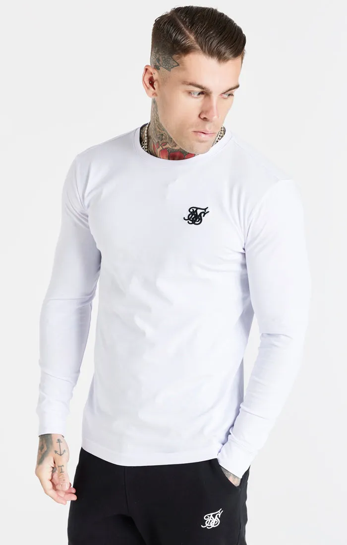 White Essential Long Sleeve Muscle Fit T-Shirt sold by Siksilk